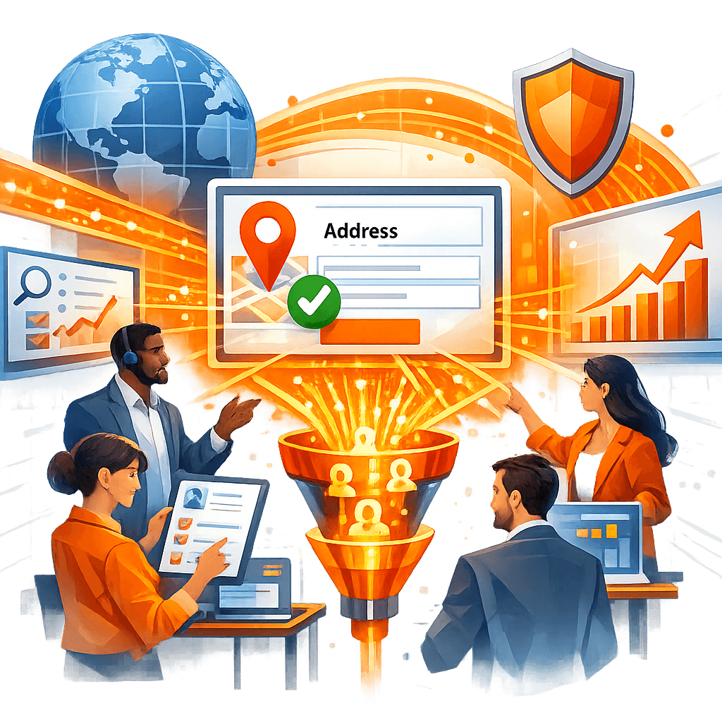 Address verification process showing business impact