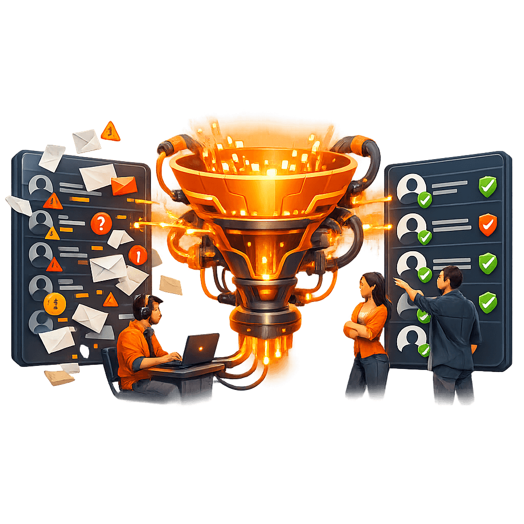 Bulk list cleaning process showing before and after results