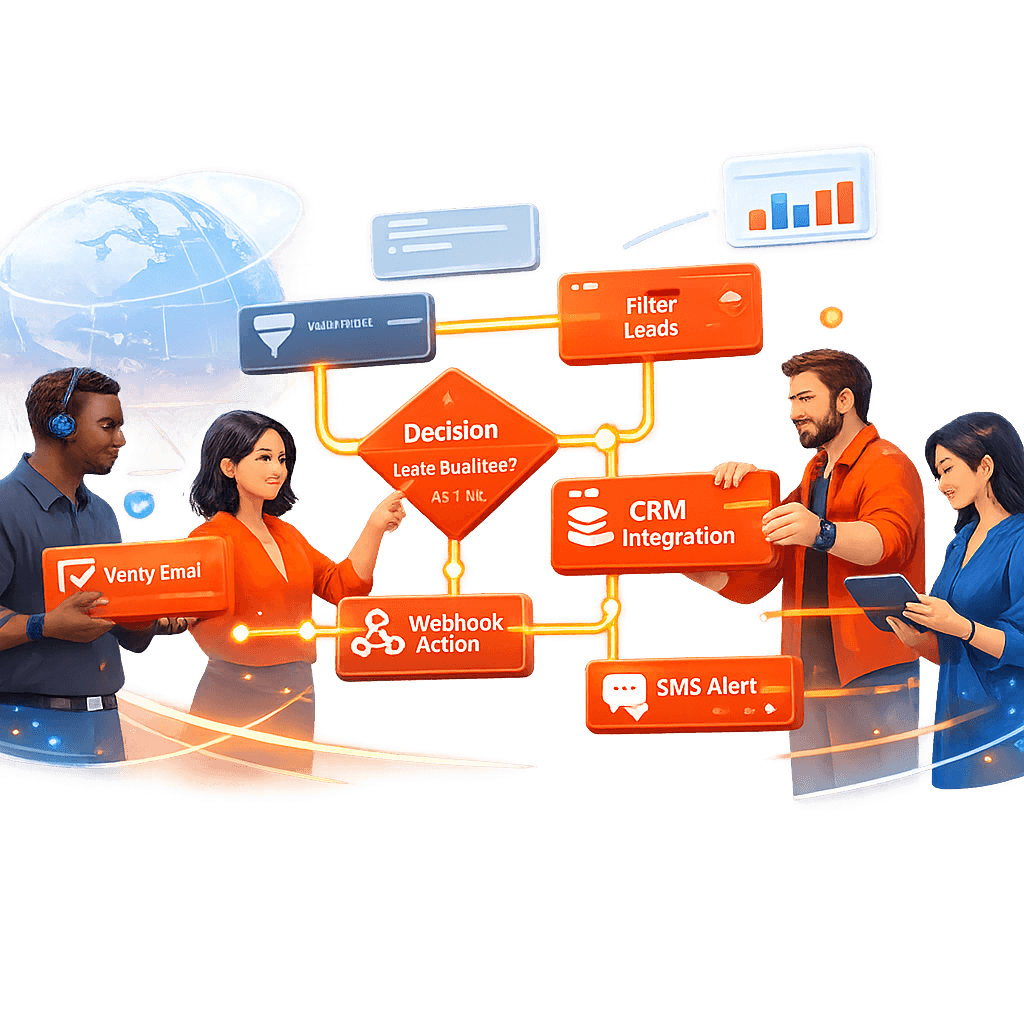 Custom workflow builder in lead data automation platform