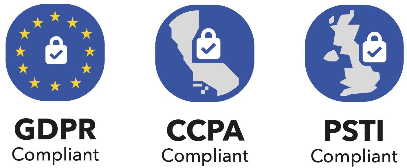GDPR, CCPA, PSTI Privacy Compliant