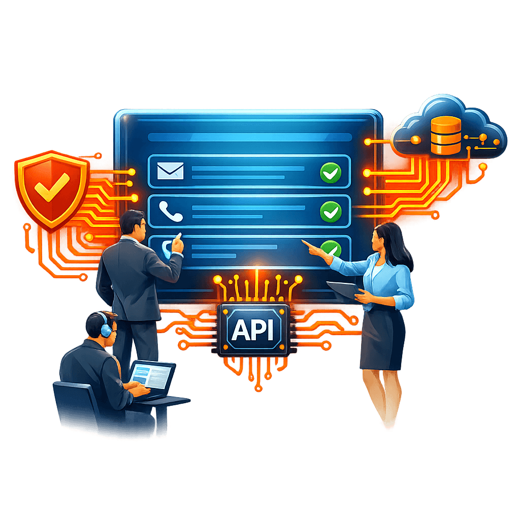 Intégration d’API de vérification en temps réel montrant la validation d’un formulaire