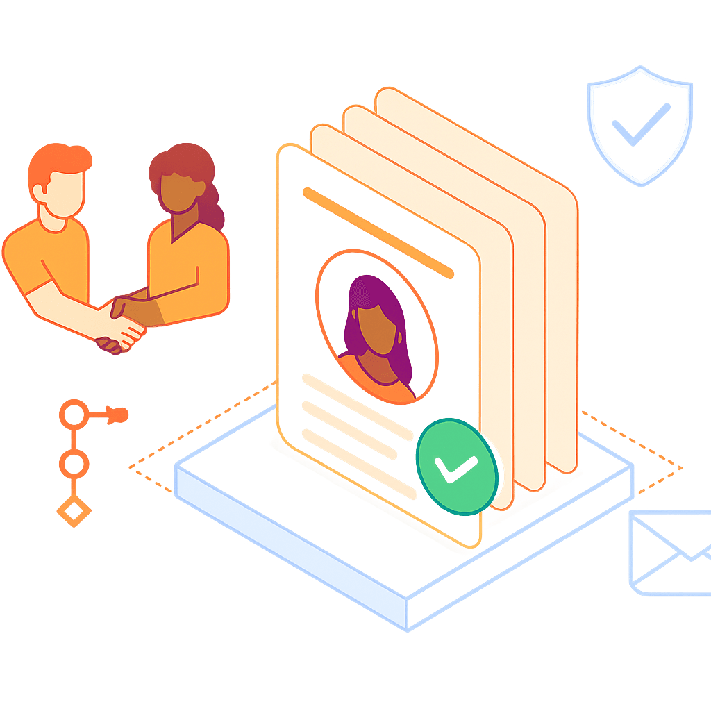 Sales professional verifying prospect email addresses