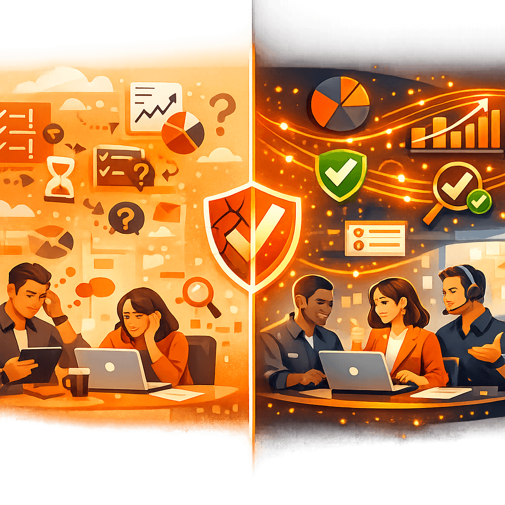 Comparaison avant/après de la productivité de l’équipe commerciale avec des données vérifiées Comparaison avant/après de la productivité de l’équipe commerciale avec des données vérifiées