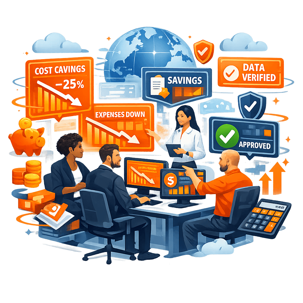 Cost savings calculation showing reduced operational expenses with verified data Cost savings calculation showing reduced operational expenses with verified data