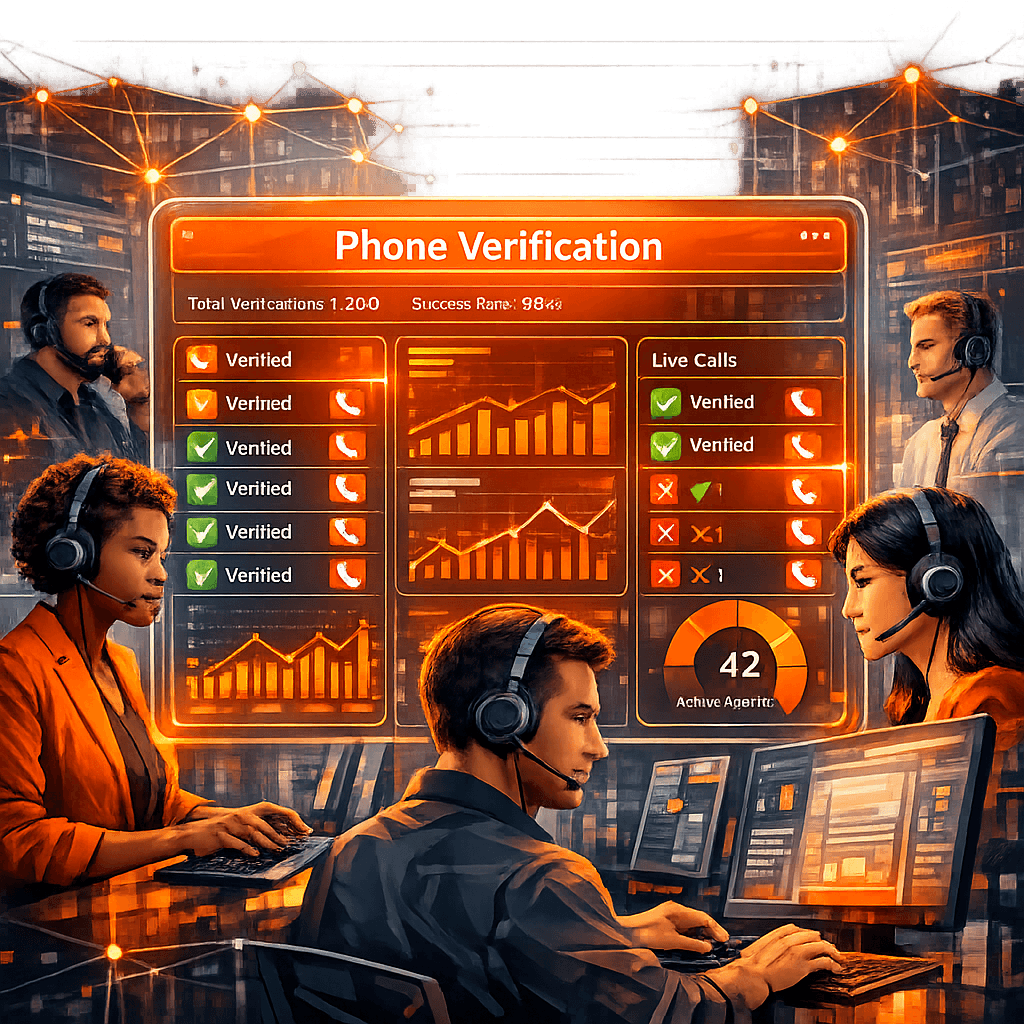 ApexVerify dashboard showing real-time phone verification for call center performance tool ApexVerify dashboard showing real-time phone verification for call center performance tool