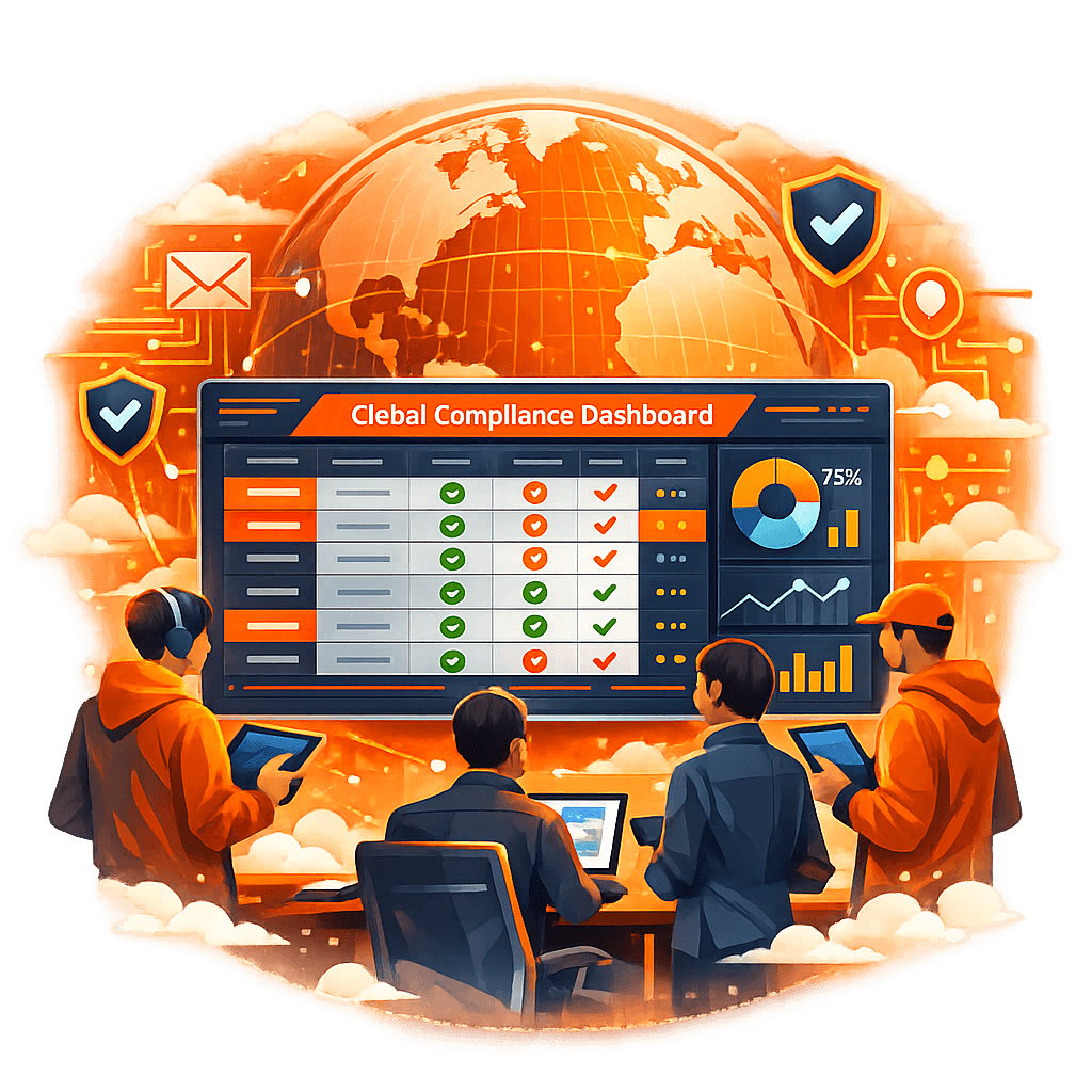 Data compliance dashboard showing verification status across database Data compliance dashboard showing verification status across database
