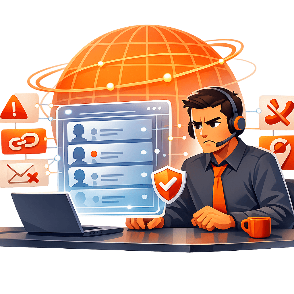 Frustrated sales representative dealing with invalid contact information Frustrated sales representative dealing with invalid contact information