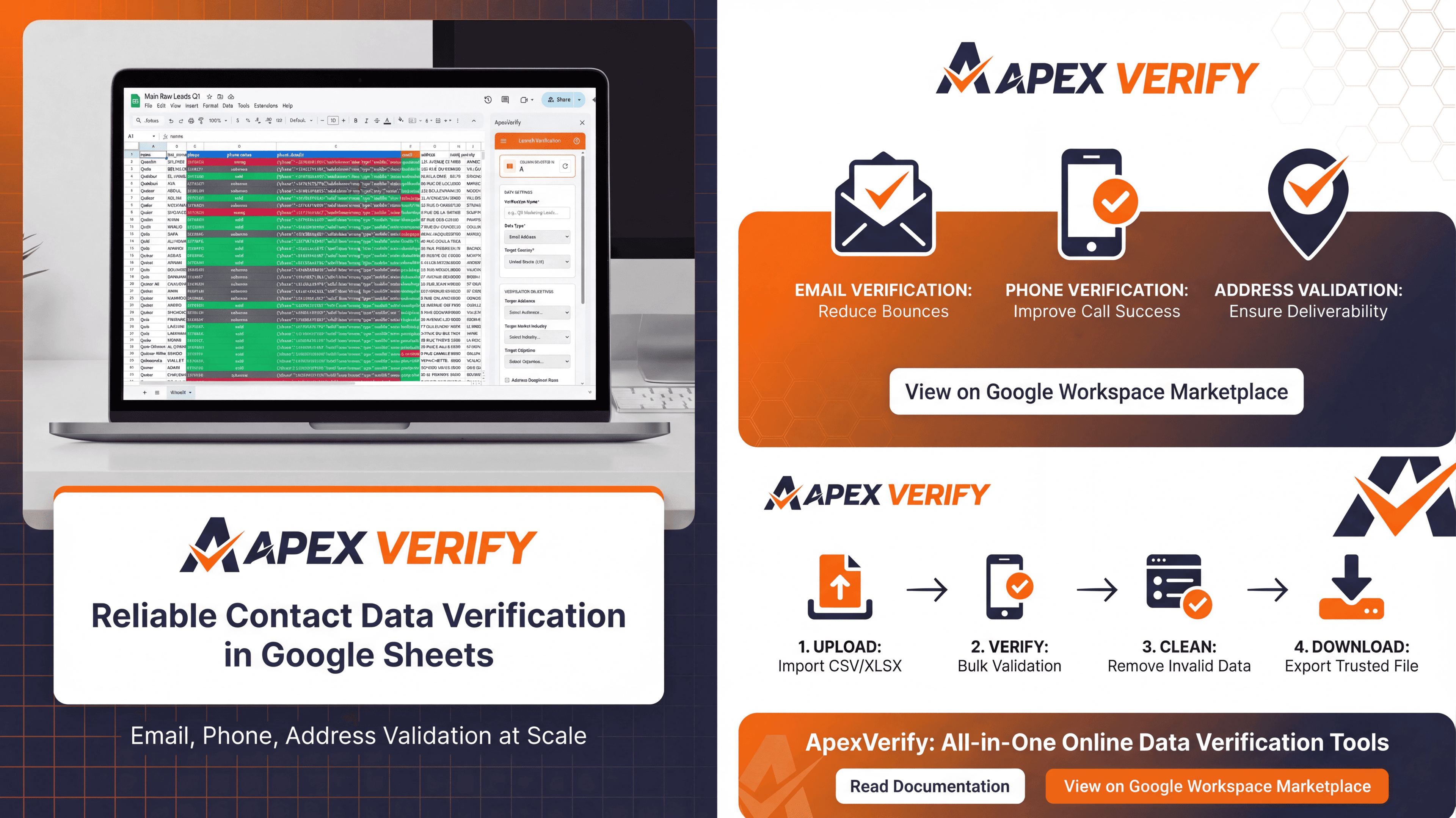 Interface Apex Verify utilisée avec un workflow Google Sheets pour vérifier des données de feuille de calcul Interface Apex Verify utilisée avec un workflow Google Sheets pour vérifier des données de feuille de calcul