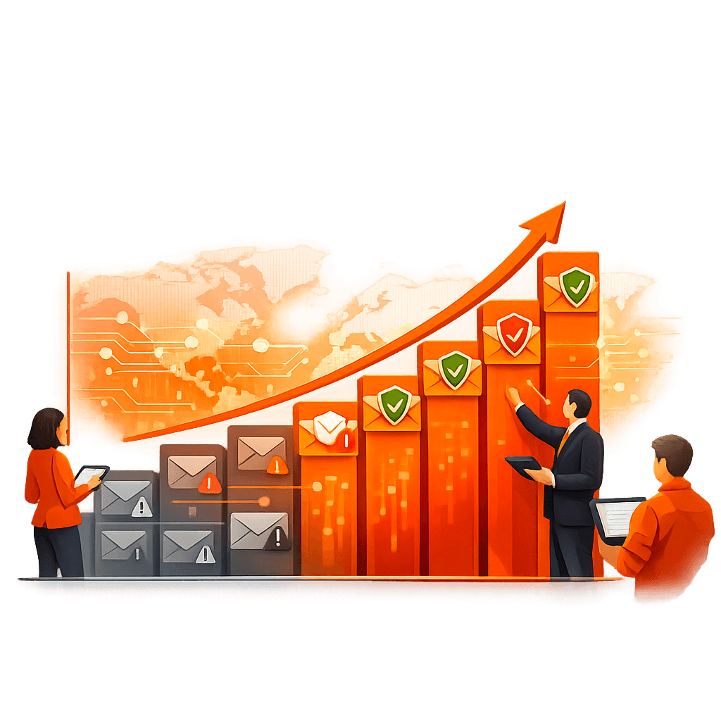 Graph showing improved email deliverability with verified data Graph showing improved email deliverability with verified data