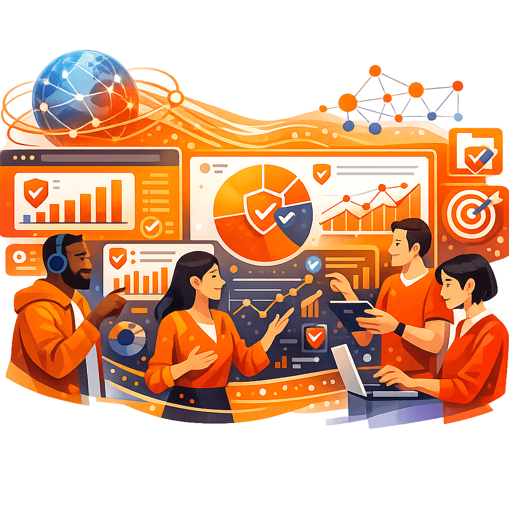 Marketing team analyzing campaign performance with verified data Marketing team analyzing campaign performance with verified data