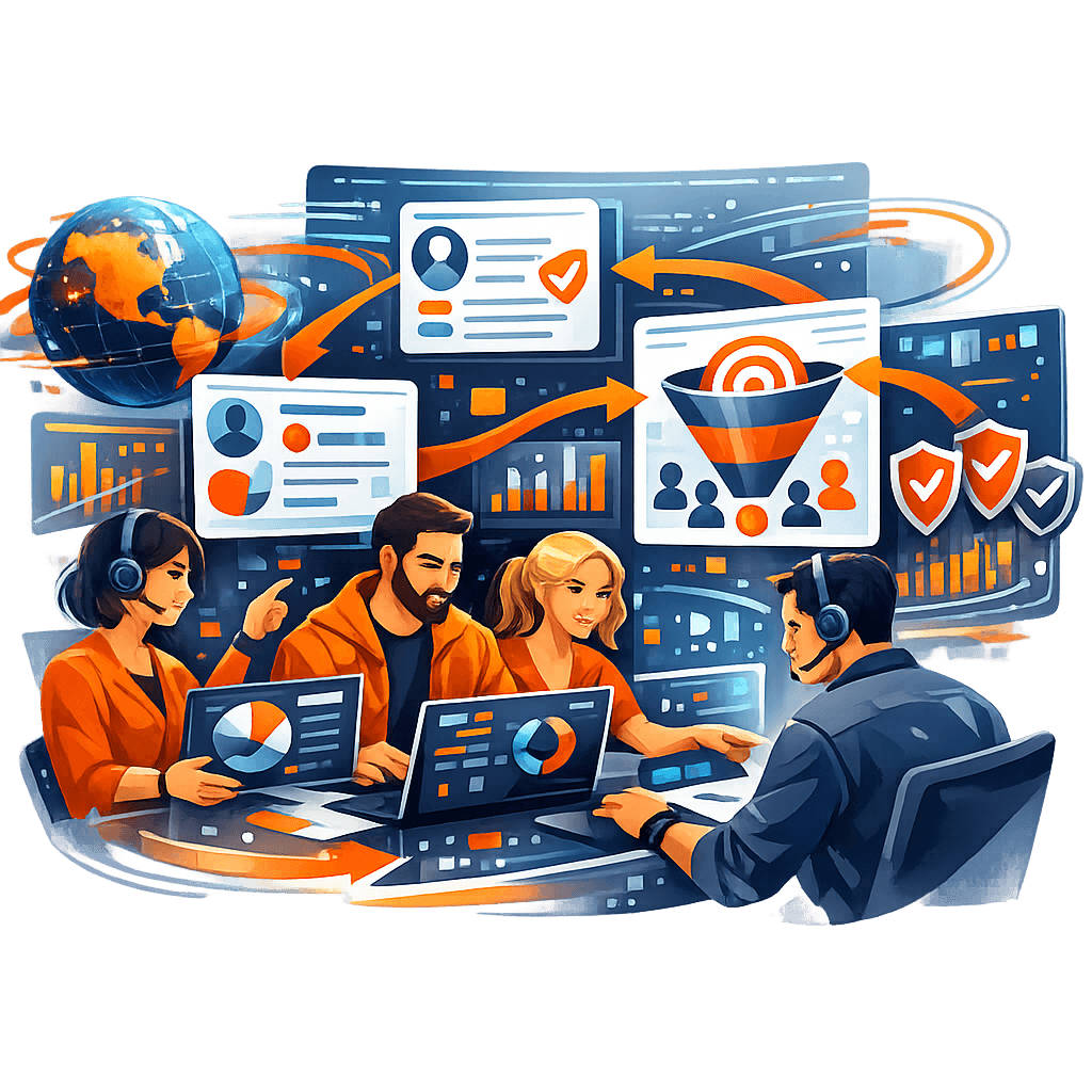 Marketing team using lead data automation for campaign targeting Marketing team using lead data automation for campaign targeting