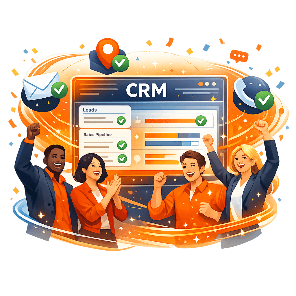 Équipe commerciale célébrant le succès grâce à des données CRM propres et des informations de contact exactes Équipe commerciale célébrant le succès grâce à des données CRM propres et des informations de contact exactes